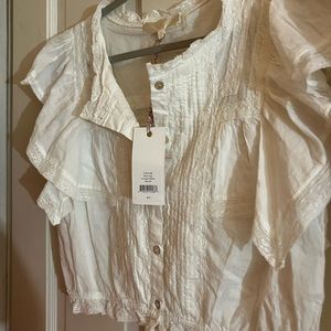 Brand new with tag loveshack fancy Nora top in white